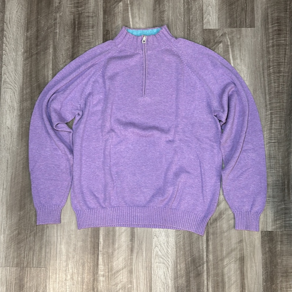 Robert Talbott Quarter Zip Sweater Pullover - Lar… - image 2